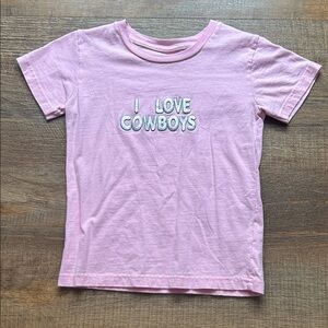 Crop Top T-Shirt with 'I Love Cowboys' Print